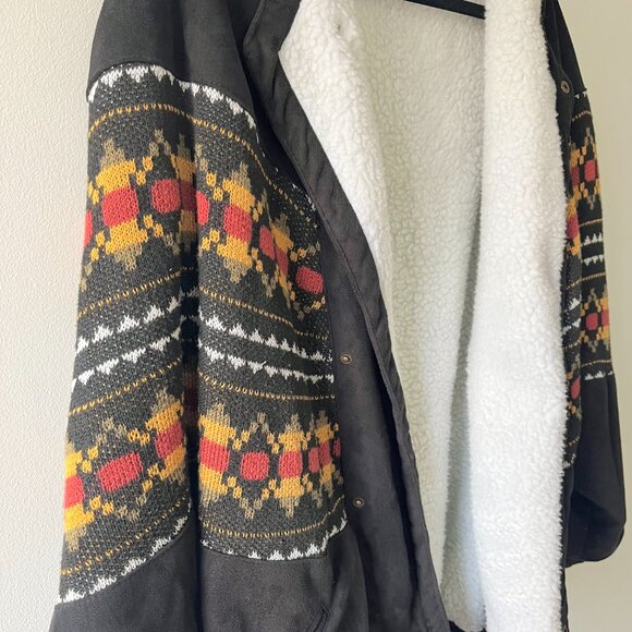 Arizona Vintage 'Vancouver' black vegan Navajo bomber, one size - Picture 11 of 12